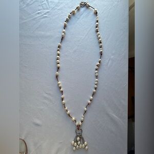 Honora 21” White Freshwater Pearl & Leather Necklace | Ringed Pearls